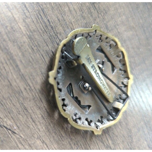 JAY STRONGWATER Miniature Frame Brooch NeimanMarcus Burgundy Crystals Bronze Pin - Picture 5 of 6